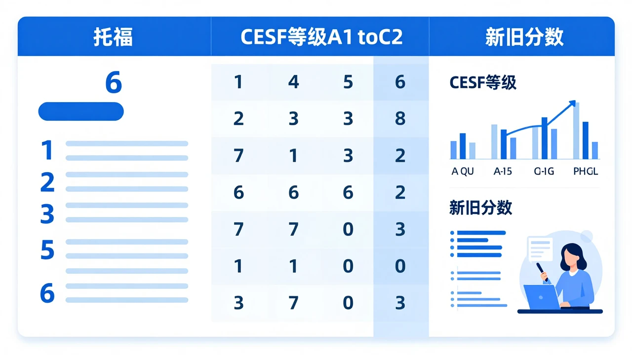 2026年托福考试评分体系详解:1-6分制与CEFR等级对照说明 1 2026年托福1至6分制与CEFR等级对应关系示意图